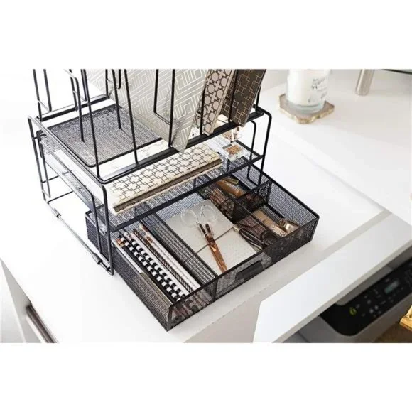 Black Workspace Desk organizers and Storage and Accessories Desktop Rack